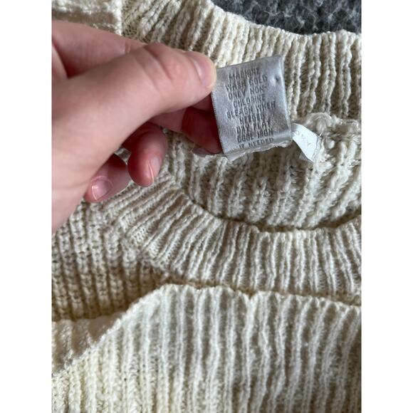 Design History Sweater Top Small Chunky Flutter Sleeve Crewneck Cream White - Picture 8 of 13